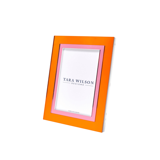 Mirrored Lucite Frame in Orange and Pink - Hosted by Kelly Gaudreau