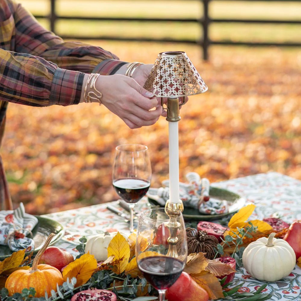 Modern Candlestick and Cutwork Shade in Gold Set of 2 - Hosted by Kelly Gaudreau