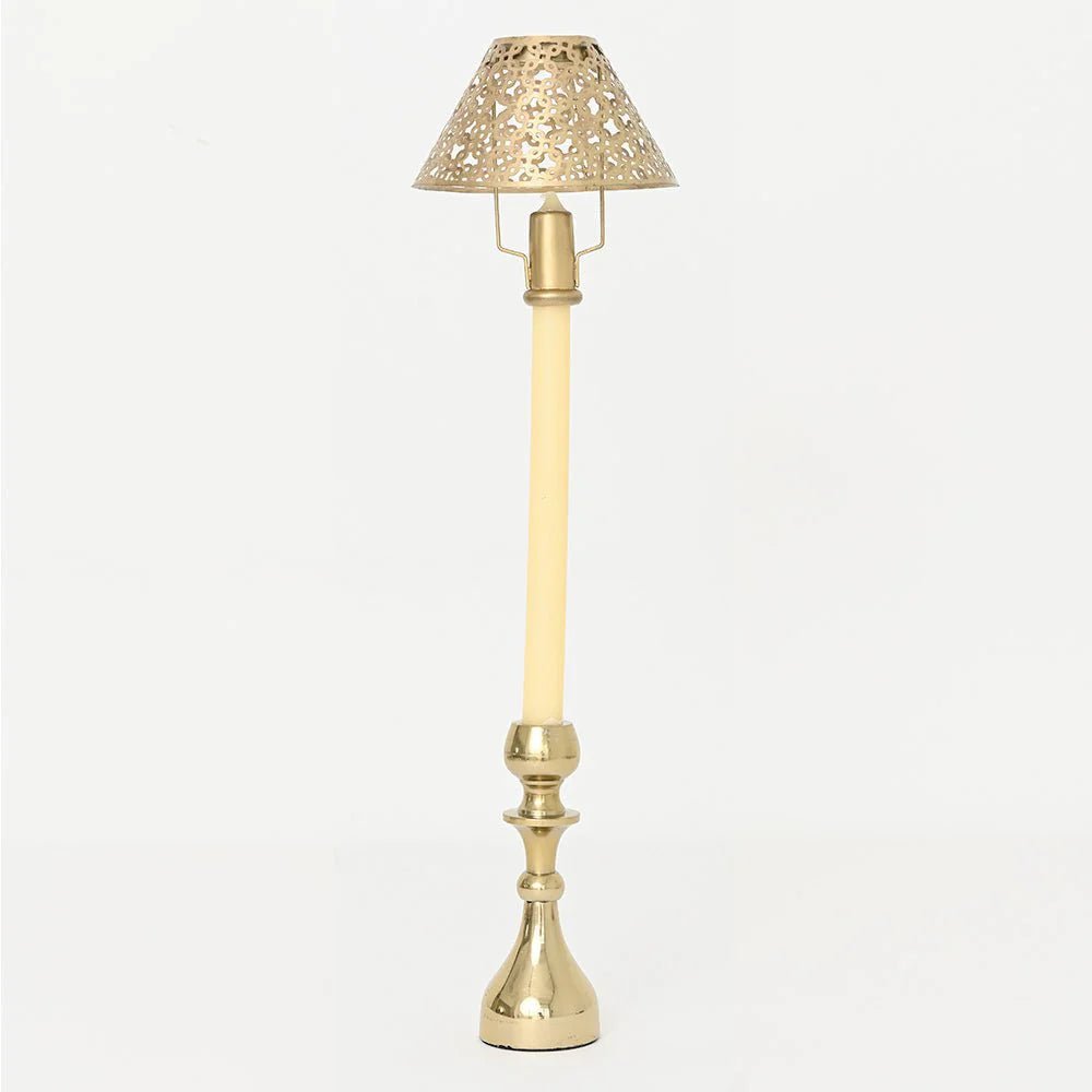 Modern Candlestick and Cutwork Shade in Gold Set of 2 - Hosted by Kelly Gaudreau