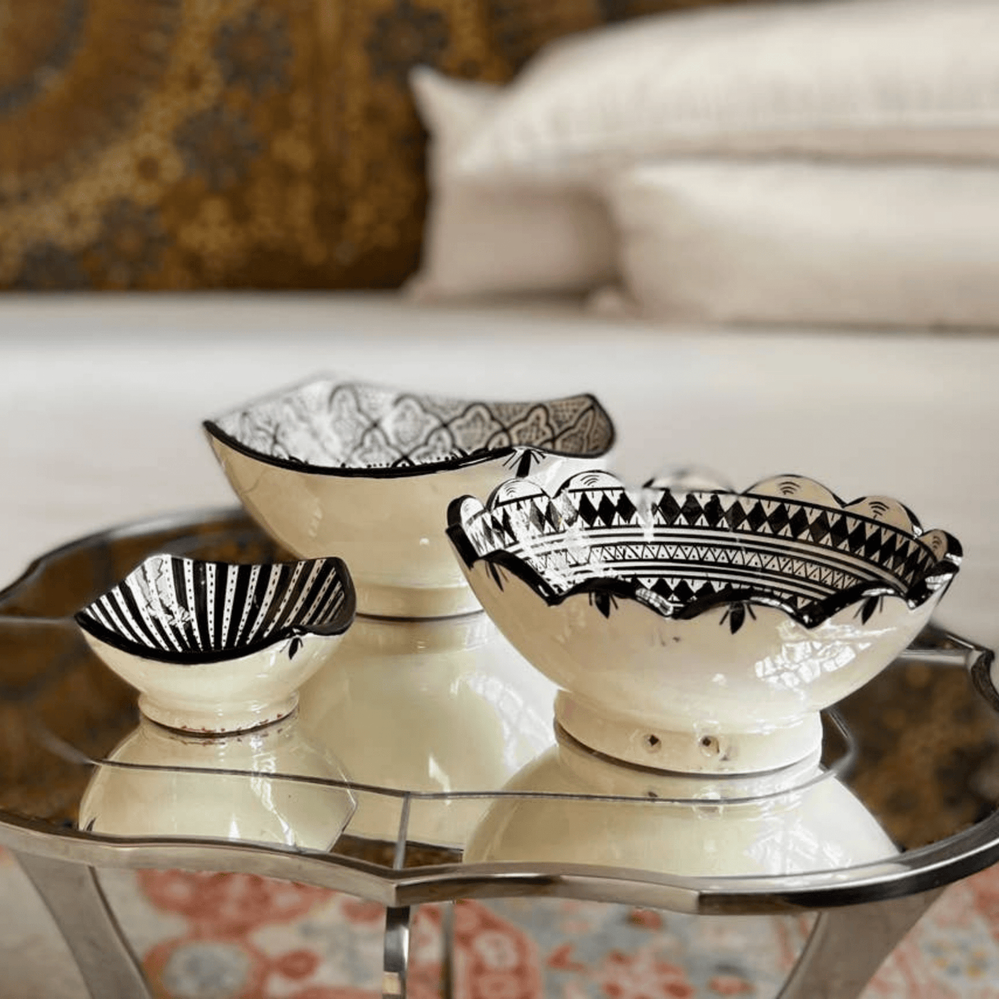 Moroccan Safi Ceramic Nesting Bowls - Set of 3 - Hosted by Kelly Gaudreau