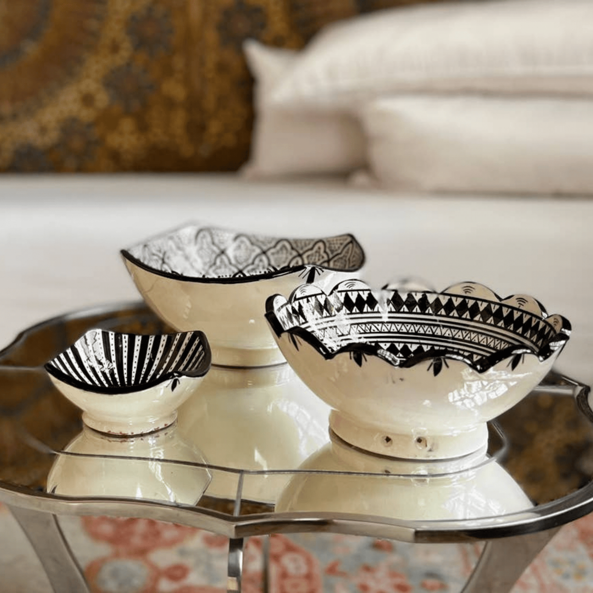 Moroccan Safi Ceramic Nesting Bowls - Set of 3 - Hosted by Kelly Gaudreau