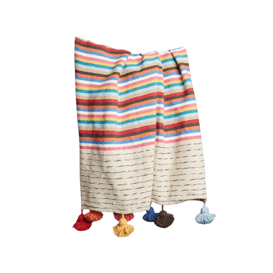 Moroccan Tassel Blanket - Multicolor - Hosted by Kelly Gaudreau