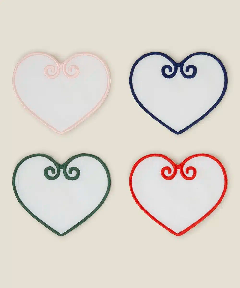 Multi Color Heart Shaped Coasters Set of 4