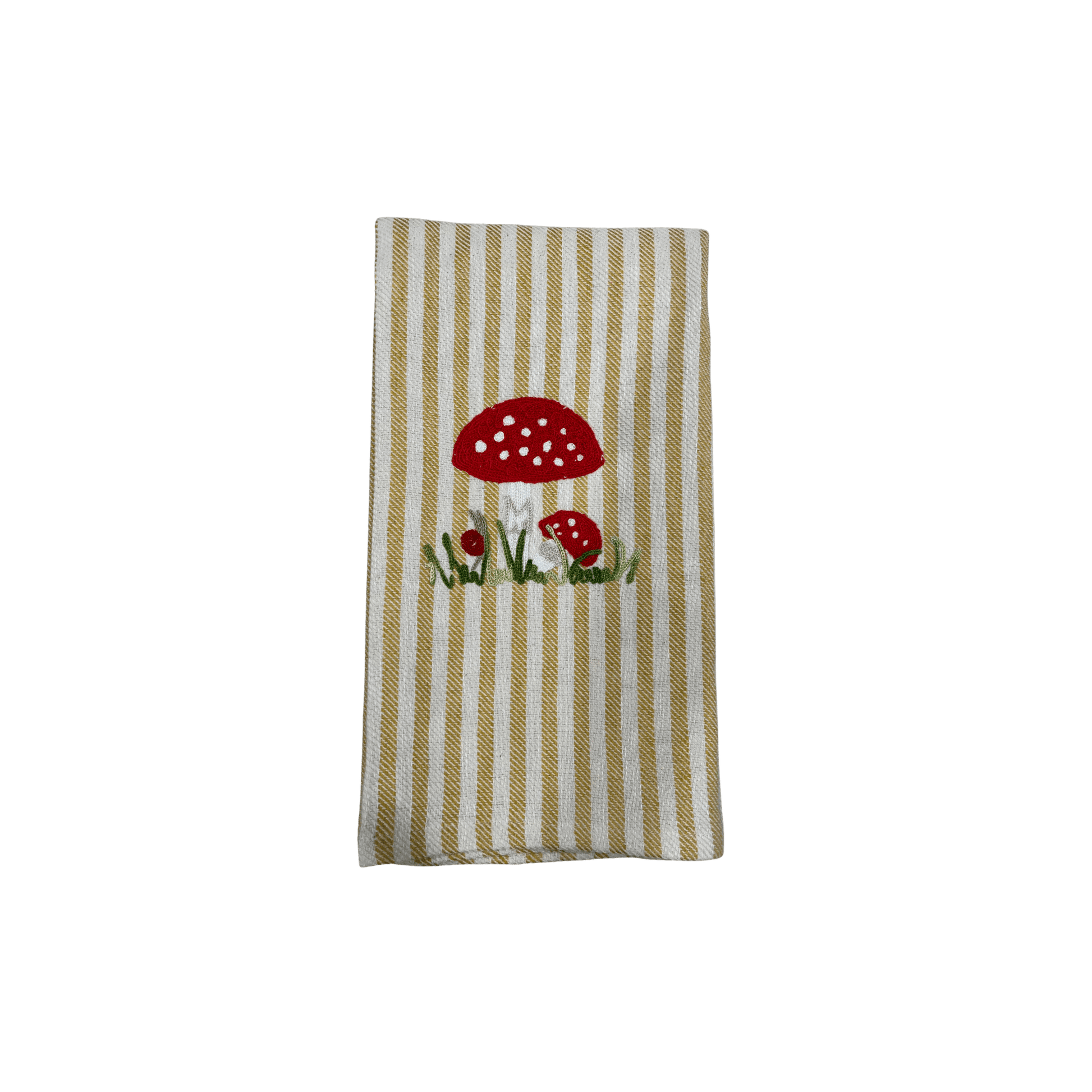 Mushroom Embroidered Pomelo Kitchen Towel - Mustard - Hosted by Kelly Gaudreau