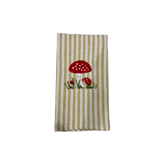 Mushroom Embroidered Pomelo Kitchen Towel - Mustard - Hosted by Kelly Gaudreau