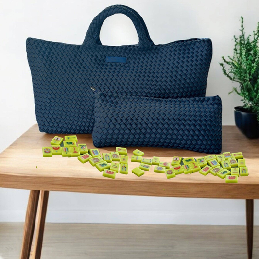 Woven Mahjong Carryall Bag with Tile Pouch