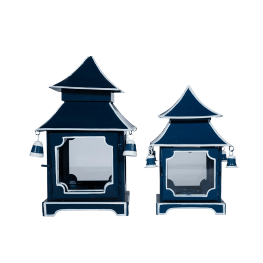 Navy & White Trim Pagoda Lantern - Hosted by Kelly Gaudreau