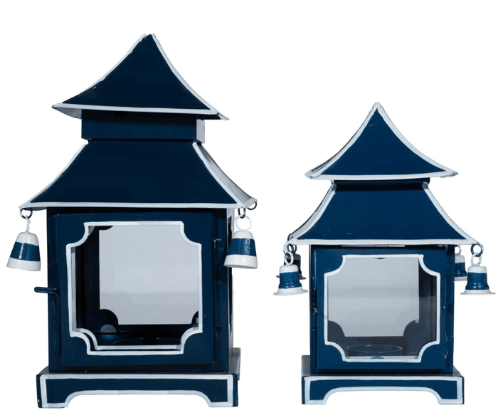 Navy & White Trim Pagoda Lantern - Hosted by Kelly Gaudreau