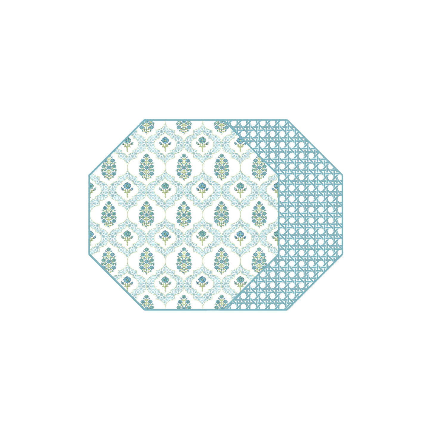 Octagonal Indiennes Placemat in Blue - Reversible - Hosted by Kelly Gaudreau