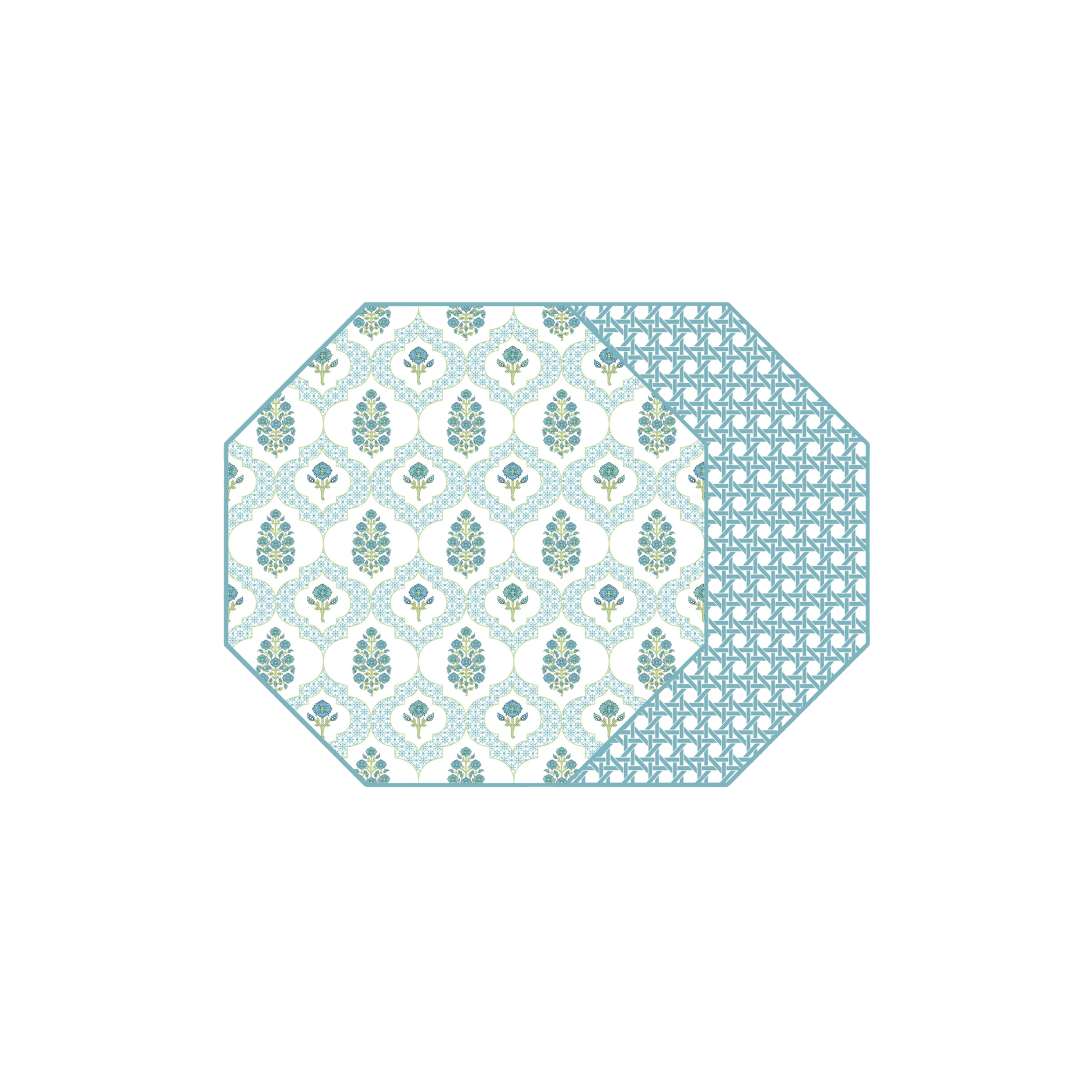 Octagonal Indiennes Placemat in Blue - Reversible - Hosted by Kelly Gaudreau