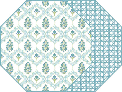 Octagonal Indiennes Placemat in Blue - Reversible - Hosted by Kelly Gaudreau