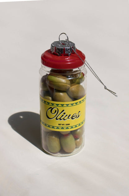 Olive Jar Cocktail Garnish Holiday Ornament Christmas Decor - Hosted by Kelly Gaudreau