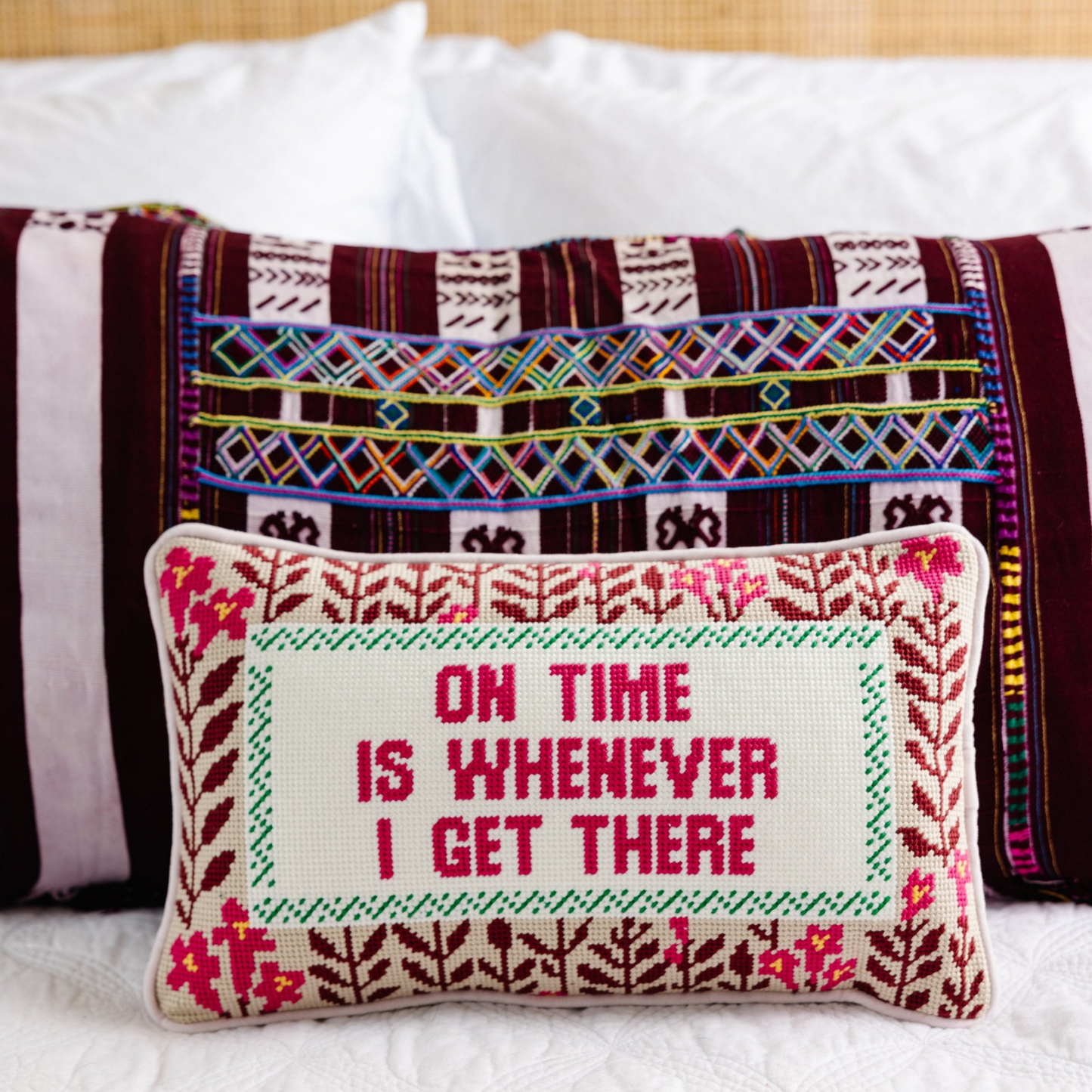On Time Needlepoint Pillow - Hosted by Kelly Gaudreau