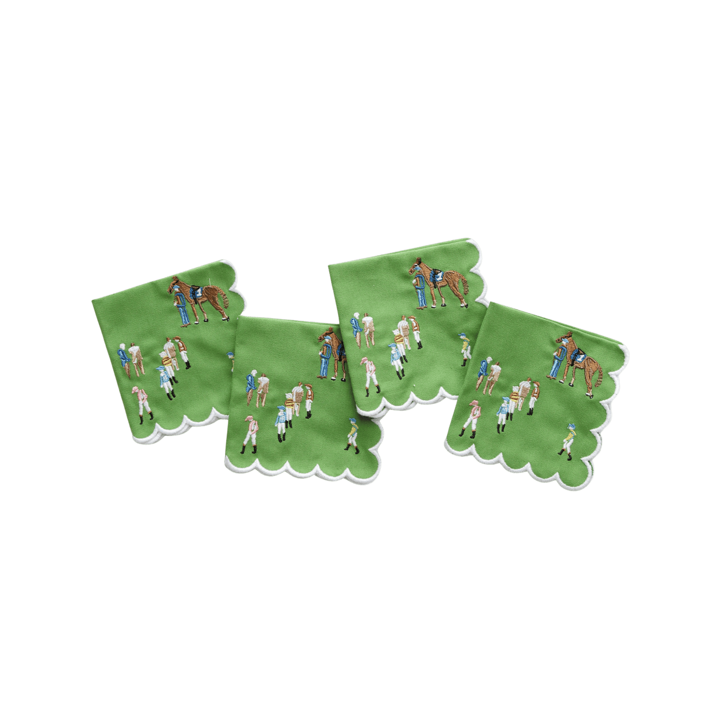 Paddock & Jockeys Embroidered Cocktail Napkins - Set of 4 - Hosted by Kelly Gaudreau