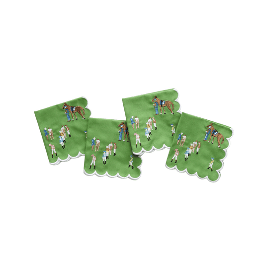 Paddock & Jockeys Embroidered Cocktail Napkins - Set of 4 - Hosted by Kelly Gaudreau