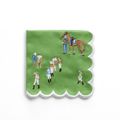 Paddock & Jockeys Embroidered Cocktail Napkins - Set of 4 - Hosted by Kelly Gaudreau