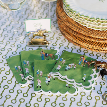 Paddock & Jockeys Embroidered Cocktail Napkins - Set of 4 - Hosted by Kelly Gaudreau