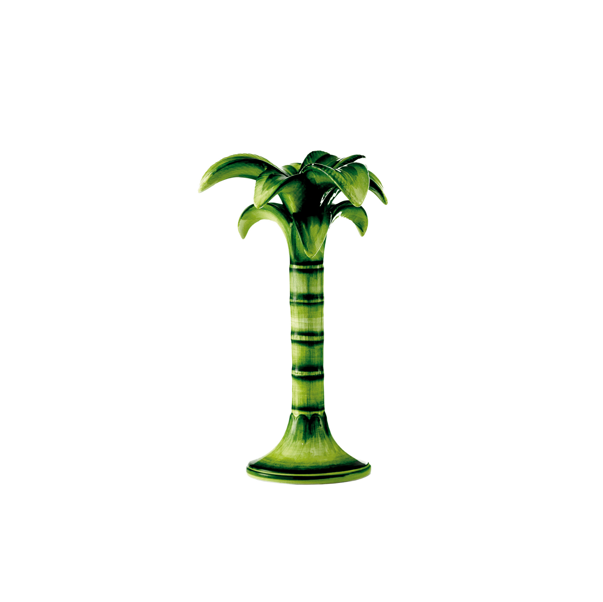 Palm Tree Candle Holder Medium (Green Ceramic) 10 inch - Hosted by Kelly Gaudreau