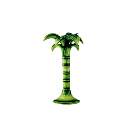 Palm Tree Candle Holder Medium (Green Ceramic) 10 inch - Hosted by Kelly Gaudreau