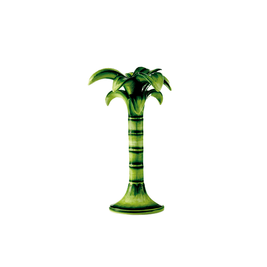 Palm Tree Candle Holder Medium (Green Ceramic) 10 inch - Hosted by Kelly Gaudreau