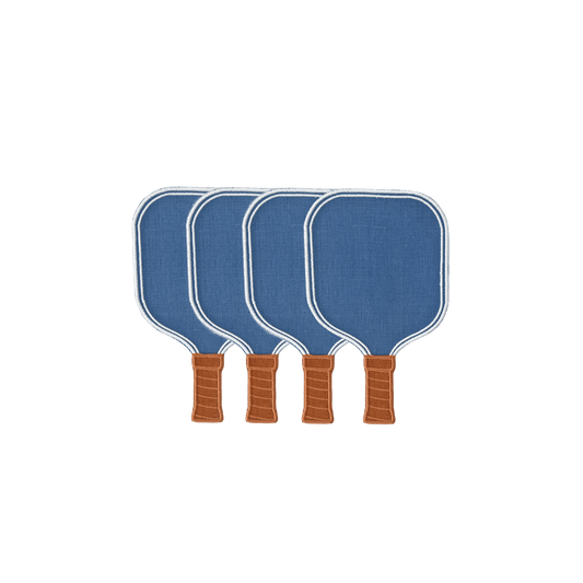 Pickleball Paddle Blue Linen Cocktail Napkins - Set of 4 - Hosted by Kelly Gaudreau