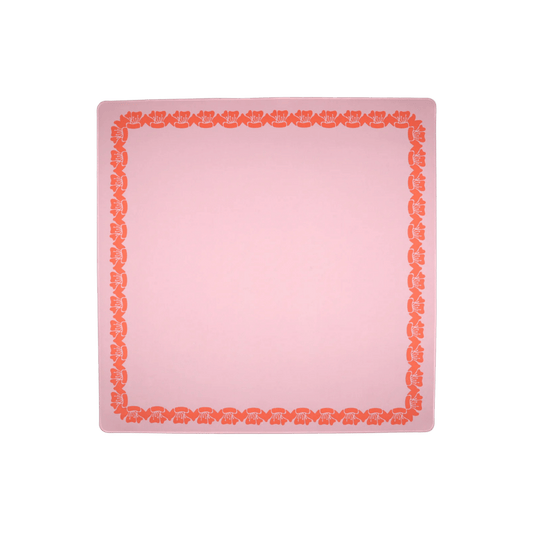 Pink & Coral Flower Border Mahjong Mat - Hosted by Kelly Gaudreau