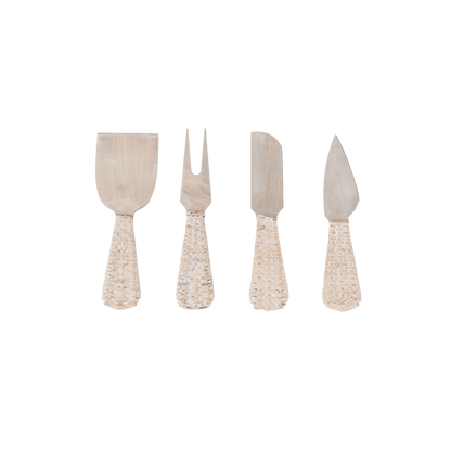 Rattan Stainless - Steel Cheese Knives Set of 4 - Hosted by Kelly Gaudreau