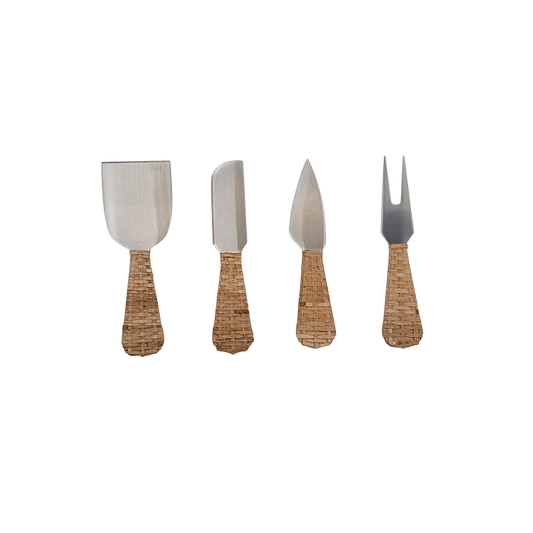 Rattan Stainless - Steel Cheese Knives Set of 4 - Hosted by Kelly Gaudreau