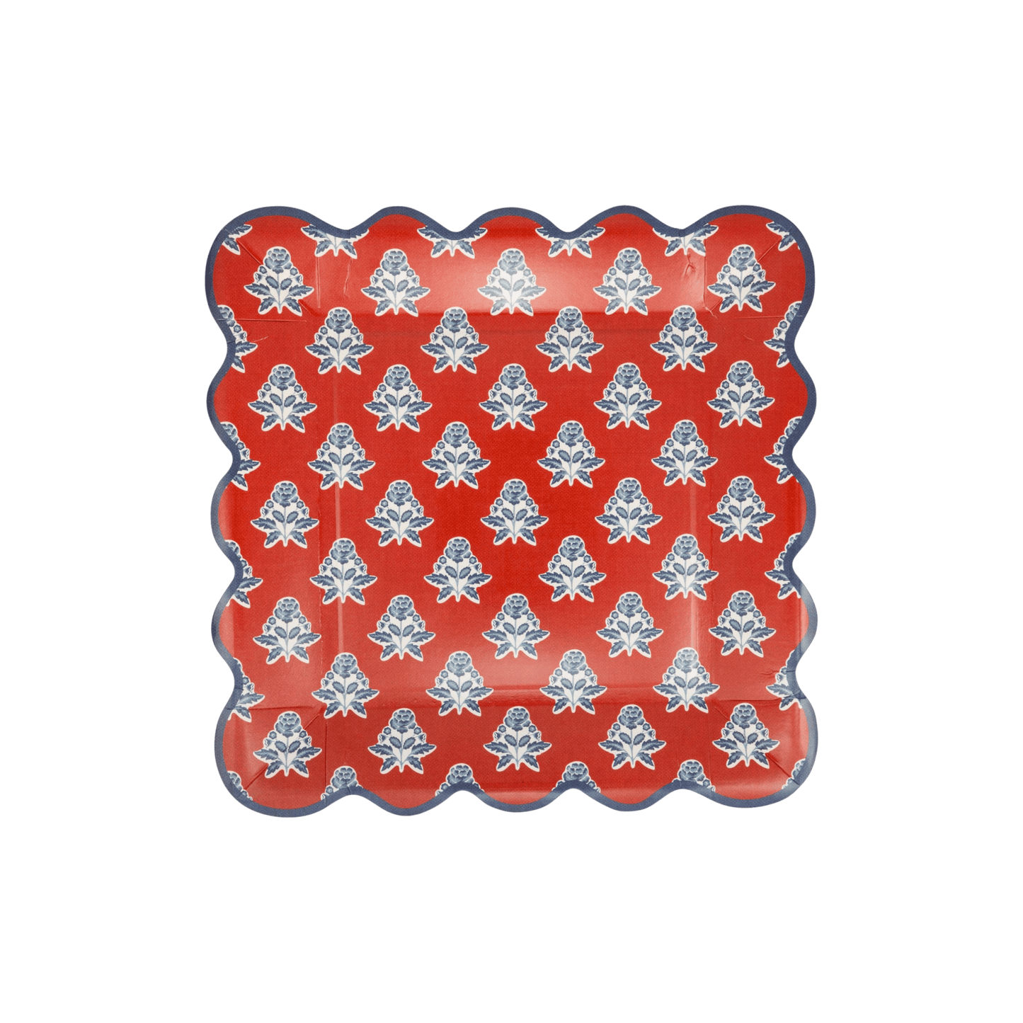 Red Block Floral Paper Plates - Pack of 8 - Hosted by Kelly Gaudreau