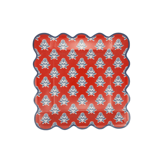 Red Block Floral Paper Plates - Pack of 8 - Hosted by Kelly Gaudreau