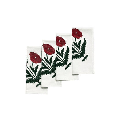 Red Poppy Dinner Napkins - Set of 4 - Hosted by Kelly Gaudreau