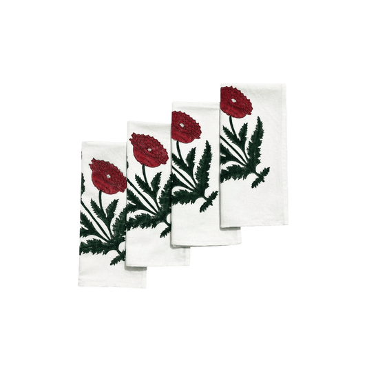 Red Poppy Dinner Napkins - Set of 4 - Hosted by Kelly Gaudreau