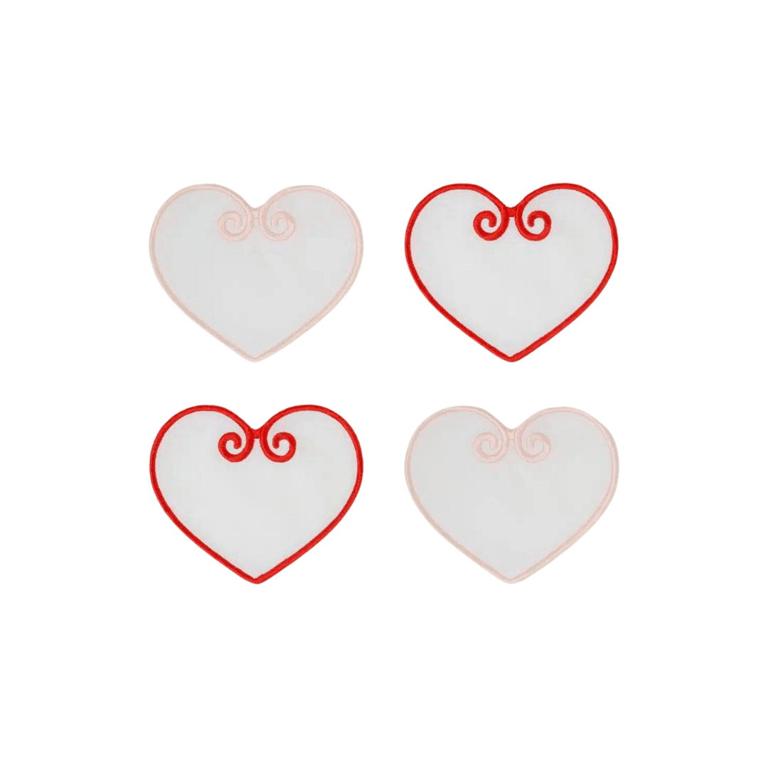 Red/Pink Heart Shaped Coasters Set of 4 - Hosted by Kelly Gaudreau