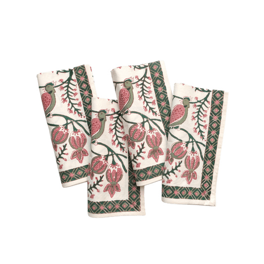 Rose Peacock & Poms Napkins - Set of 4 - Hosted by Kelly Gaudreau