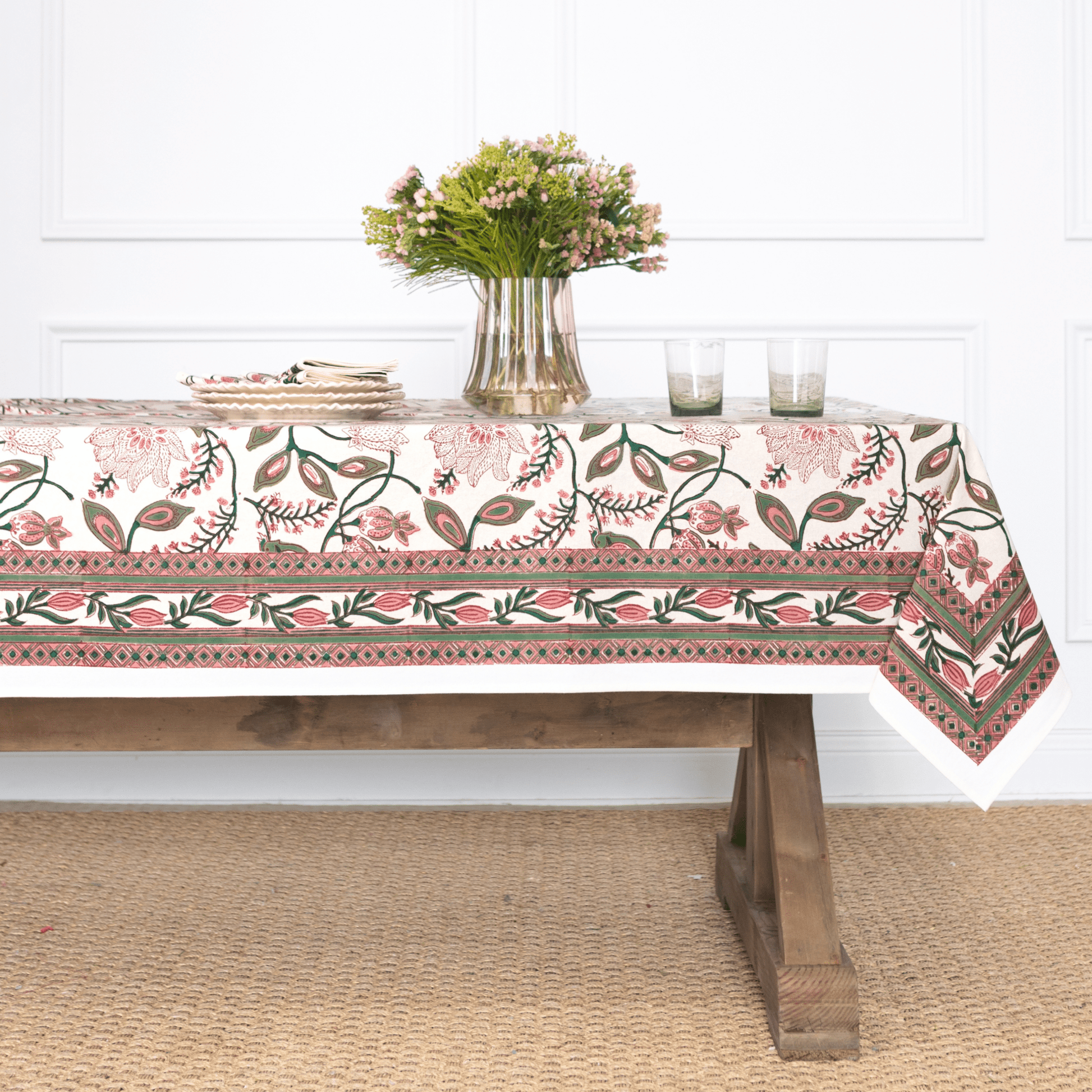 Rose Peacock & Poms Tablecloth - Hosted by Kelly Gaudreau