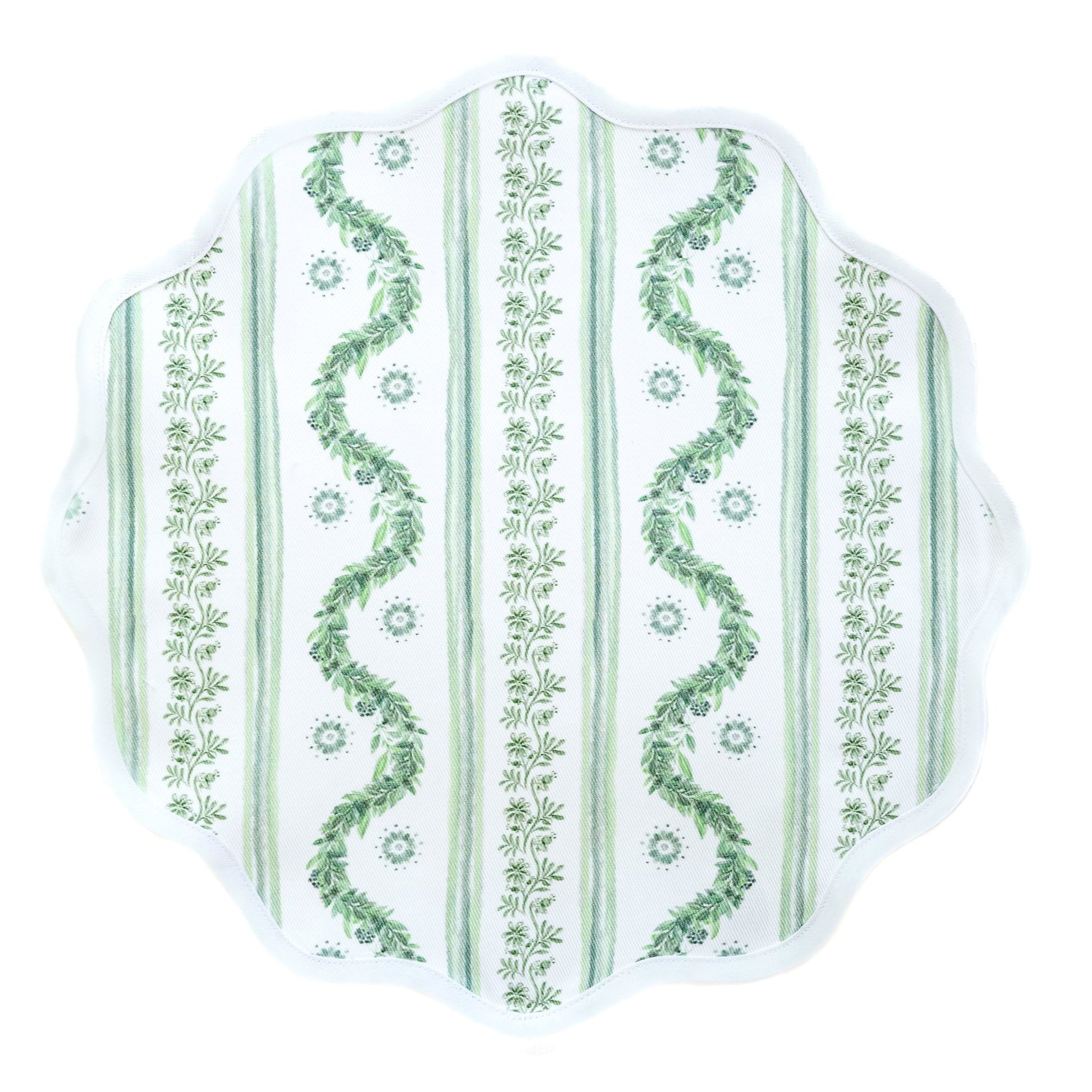 Round Scalloped Placemat - Boxwood Garden Sage Set of 4 - Hosted by Kelly Gaudreau