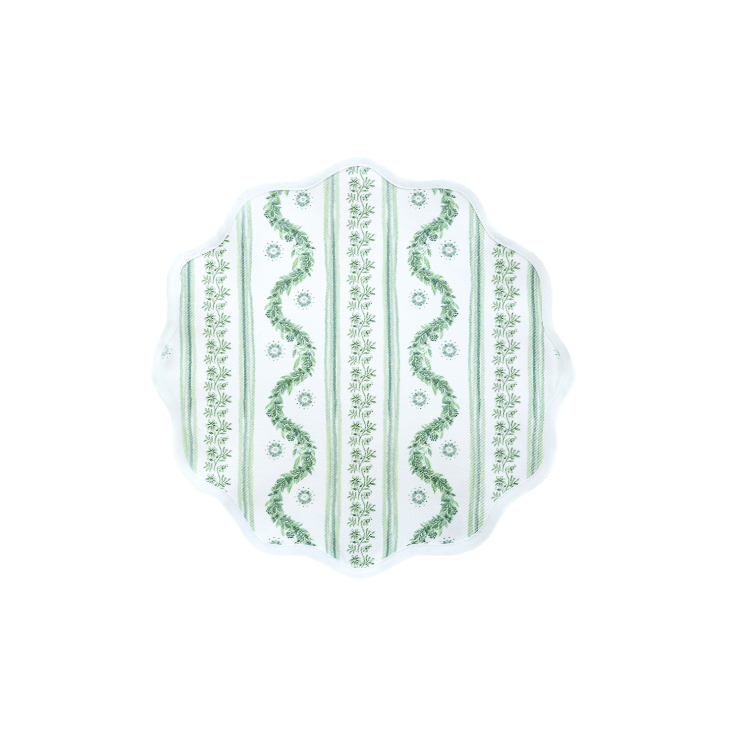 Round Scalloped Placemat - Boxwood Garden Sage Set of 4 - Hosted by Kelly Gaudreau