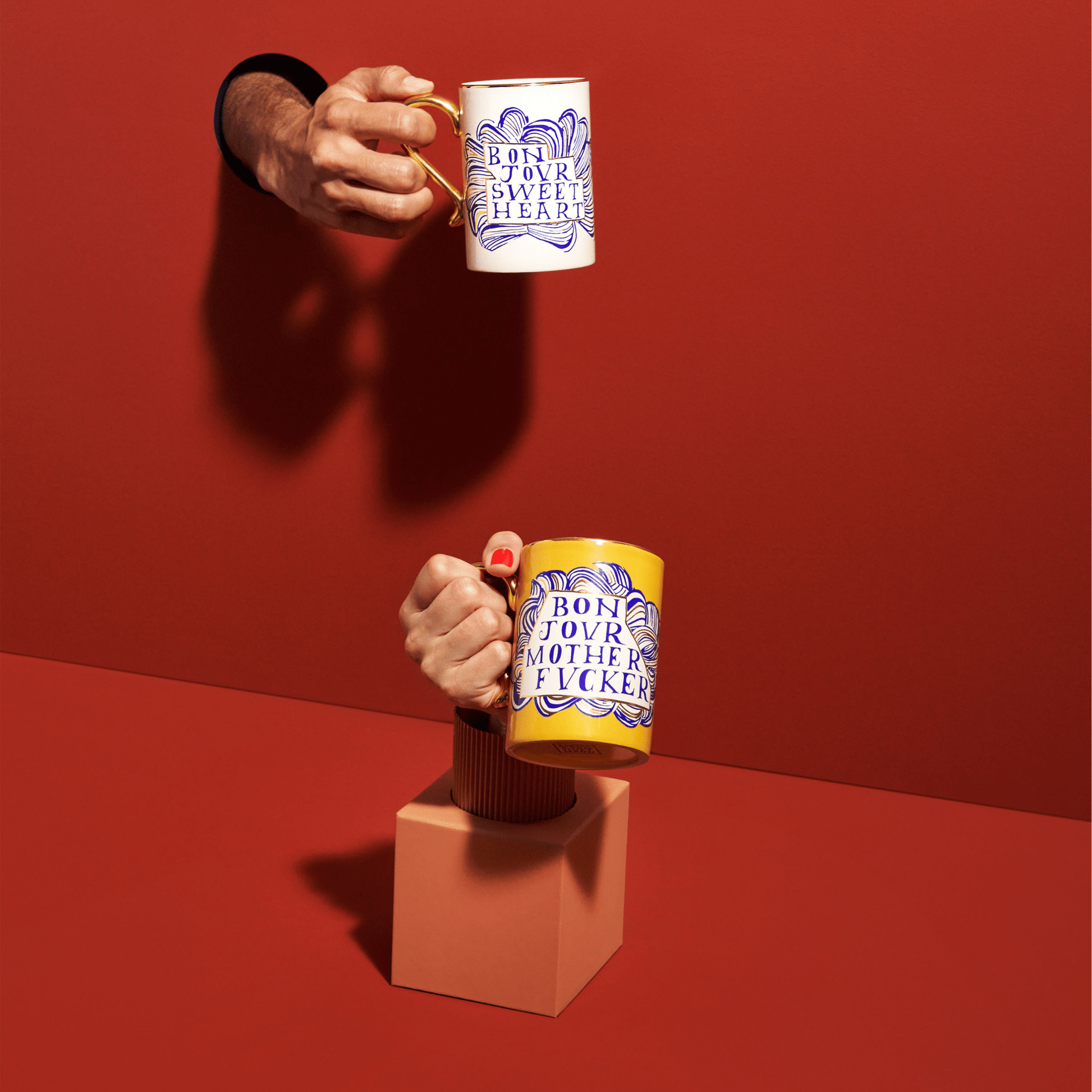 Ruan Hoffmann Sweetheart + Mother Fucker Mugs - Set of 2 - Hosted by Kelly Gaudreau