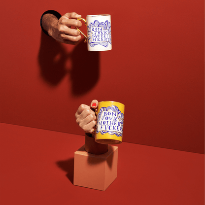 Ruan Hoffmann Sweetheart + Mother Fucker Mugs - Set of 2 - Hosted by Kelly Gaudreau