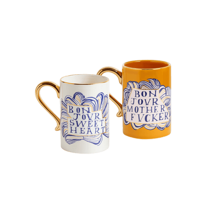 Ruan Hoffmann Sweetheart + Mother Fucker Mugs - Set of 2 - Hosted by Kelly Gaudreau