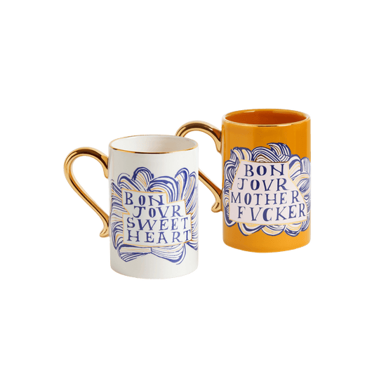 Ruan Hoffmann Sweetheart + Mother Fucker Mugs - Set of 2 - Hosted by Kelly Gaudreau