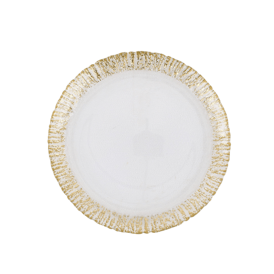 Rufolo Glass Dinner Plate - Gold - Hosted by Kelly Gaudreau
