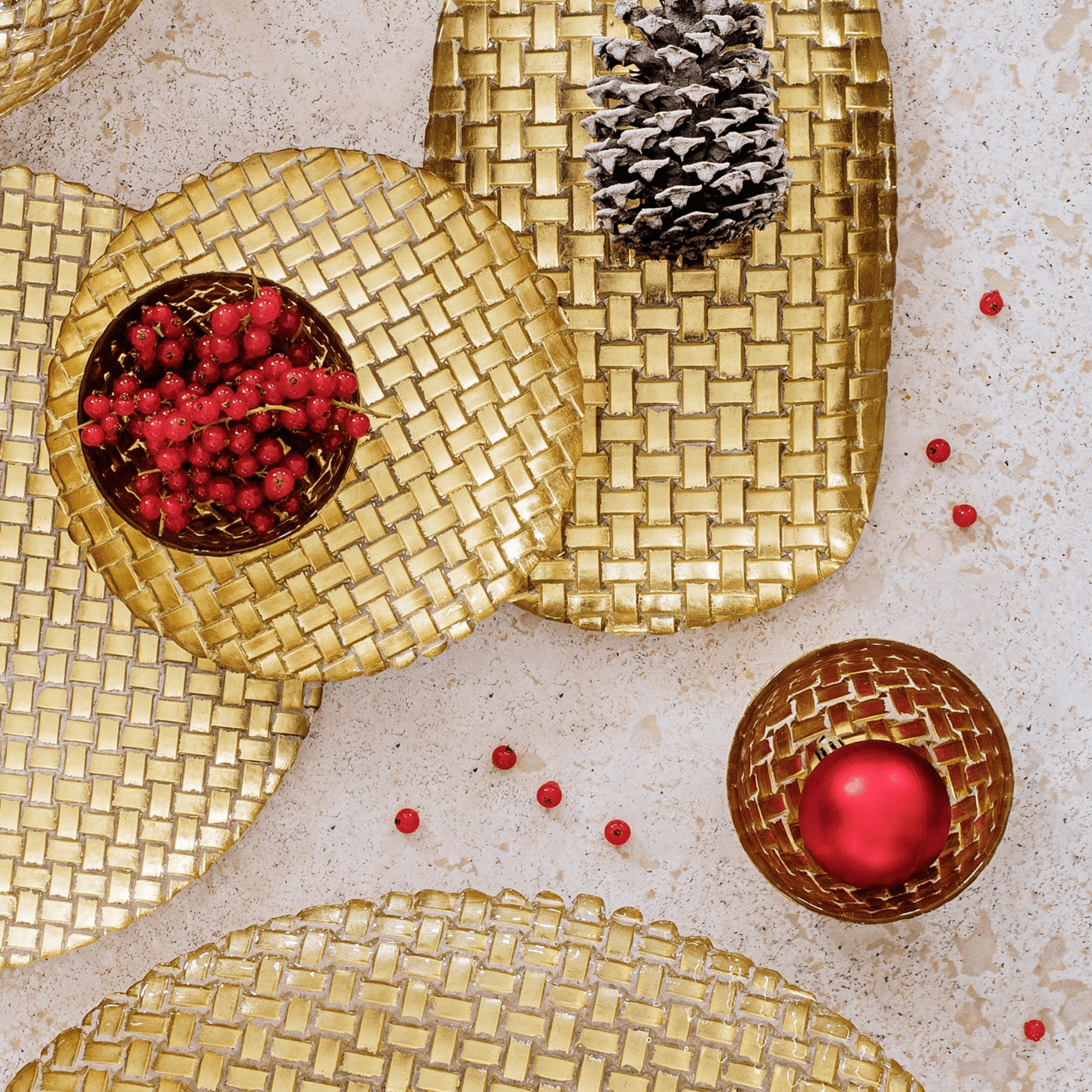 Rufolo Glass Gold Basketweave Dipping Bowl - Hosted by Kelly Gaudreau