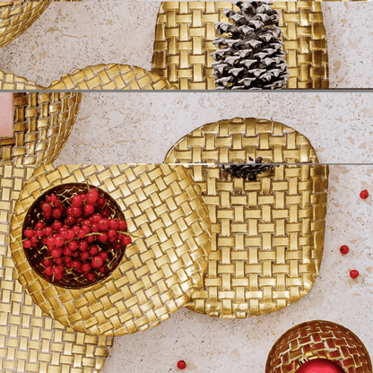 Rufolo Glass Gold Basketweave Large Rectangular Tray - Hosted by Kelly Gaudreau