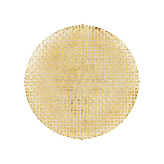 Rufolo Glass Gold Basketweave Large Round Platter - Hosted by Kelly Gaudreau