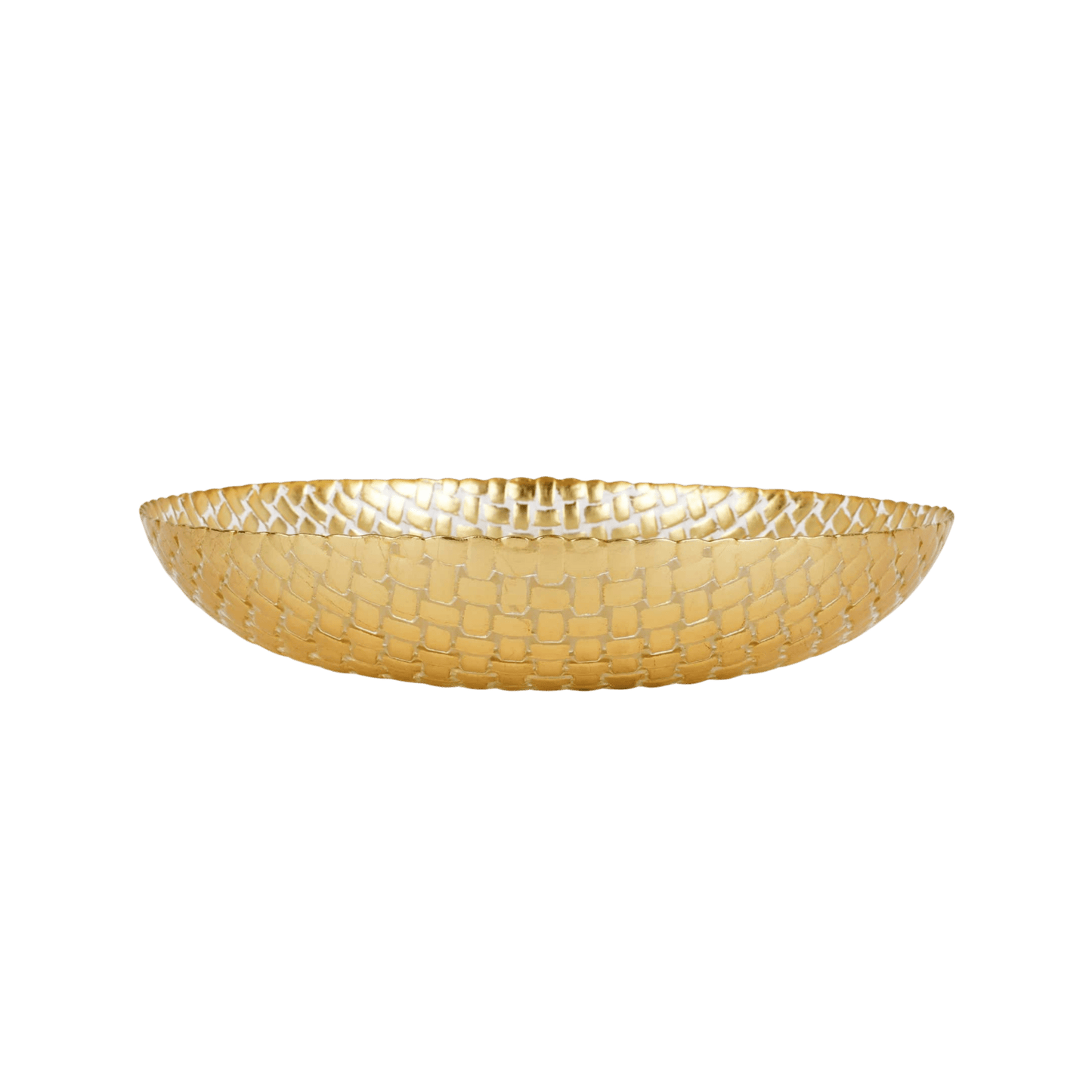 Rufolo Glass Gold Basketweave Large Shallow Bowl - Hosted by Kelly Gaudreau
