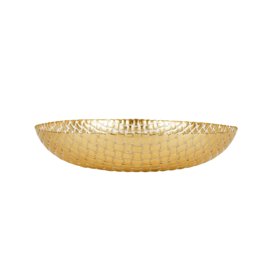 Rufolo Glass Gold Basketweave Large Shallow Bowl - Hosted by Kelly Gaudreau
