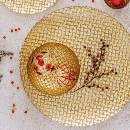 Rufolo Glass Gold Basketweave Small Serving Bowl - Hosted by Kelly Gaudreau