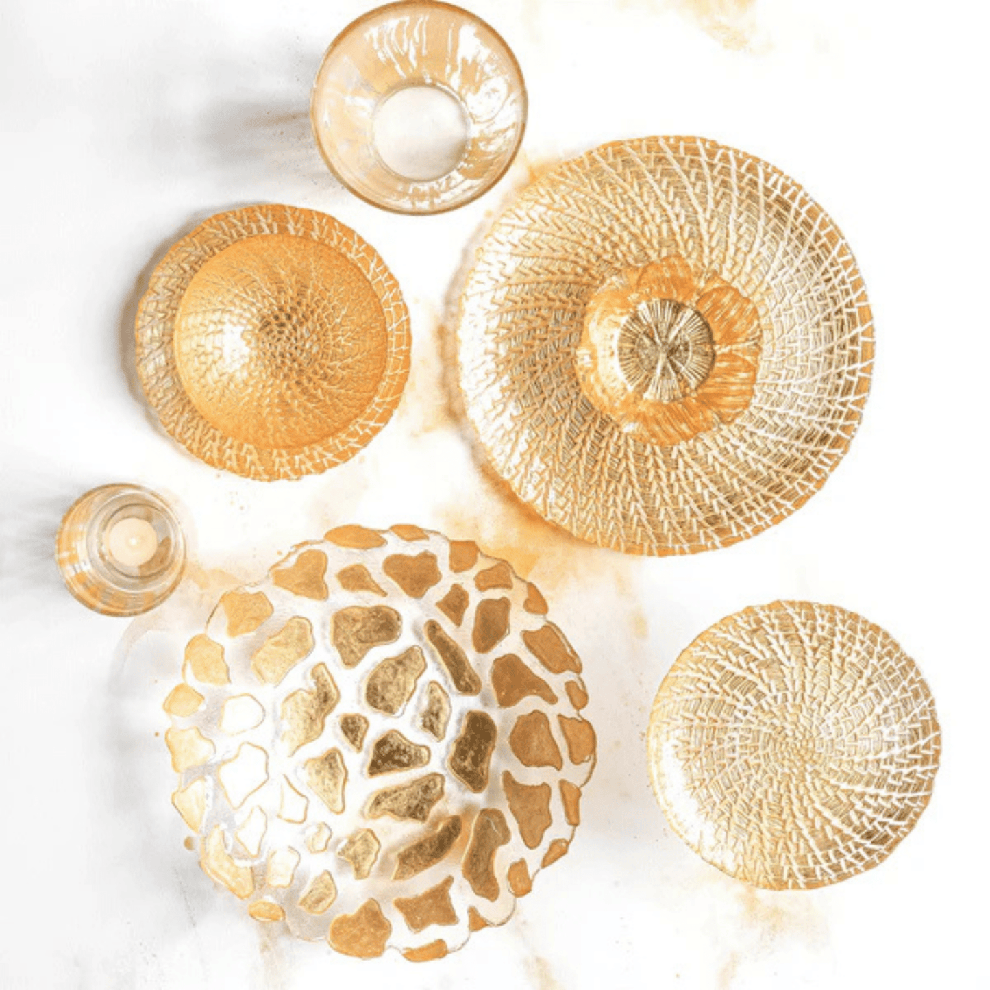 Rufolo Glass Gold Brushstroke Votive - Hosted by Kelly Gaudreau