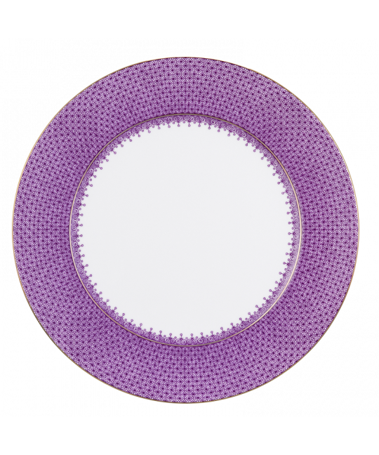 Elegant Plum Lace Service Plate with Gold Accents